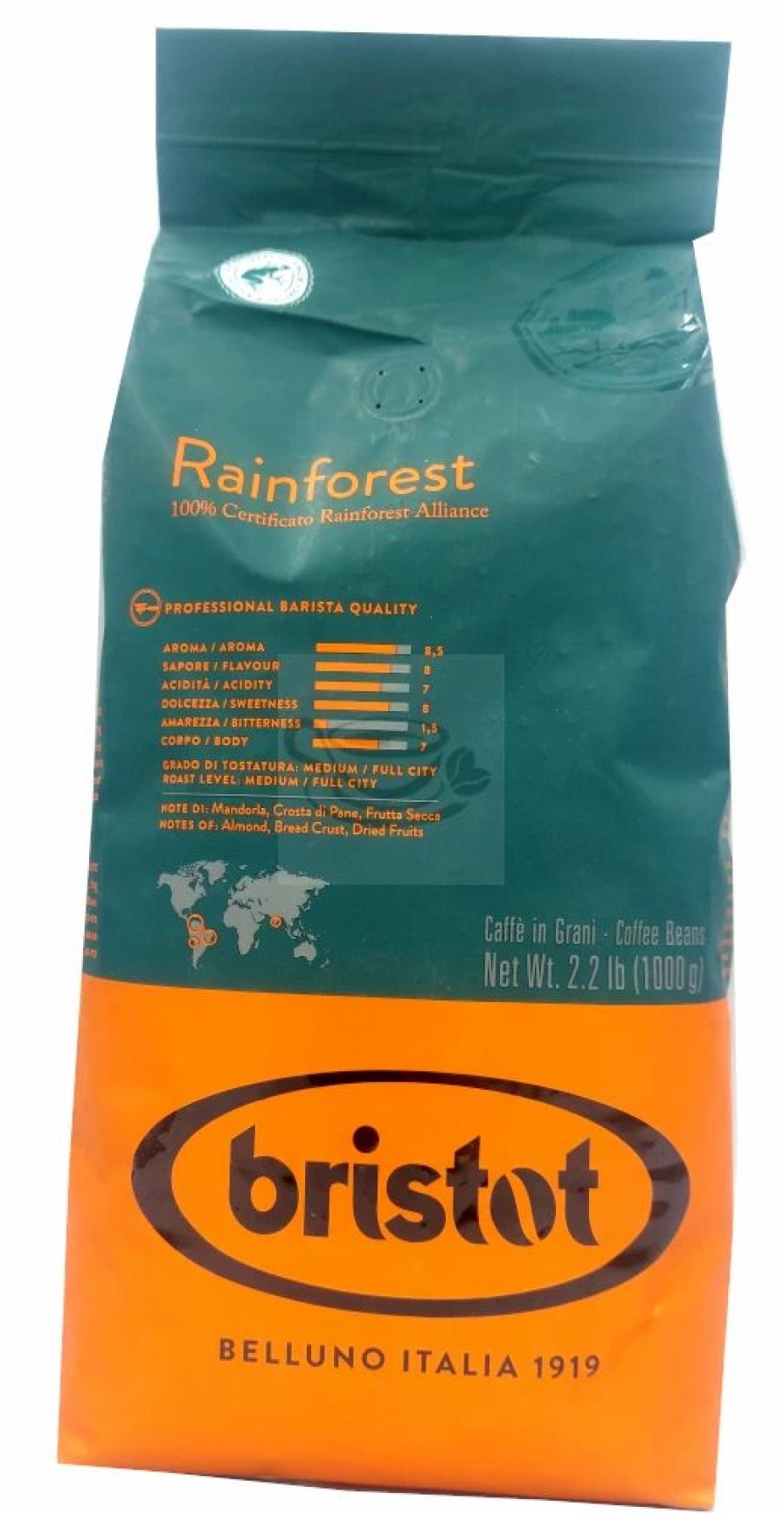 Coffee Beans * | Bristot Rainforest 1Kg Coffee Beans