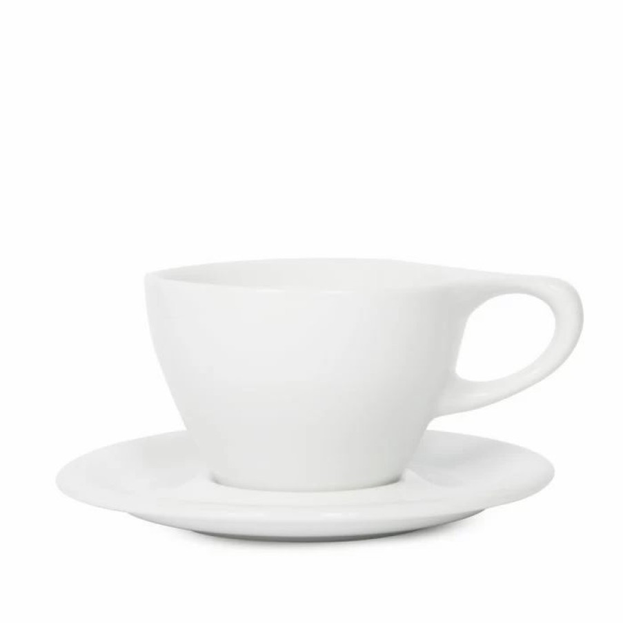 Cups & Mugs * | Lino Large Latte Cup & Saucer (12Oz/355Ml) White