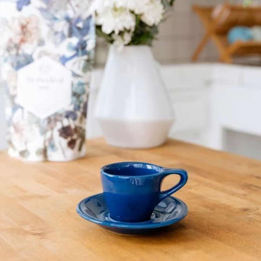 Cups & Mugs * | Lino Espresso Cup & Saucer Indigo (3Oz/89Ml) Blue