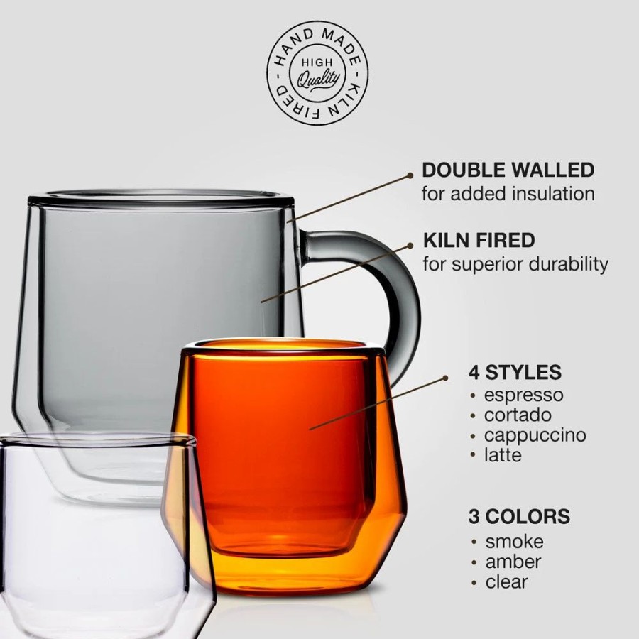 Cups & Mugs * | Double Wall Glass Mug (8Oz/240Ml) Set Of 2