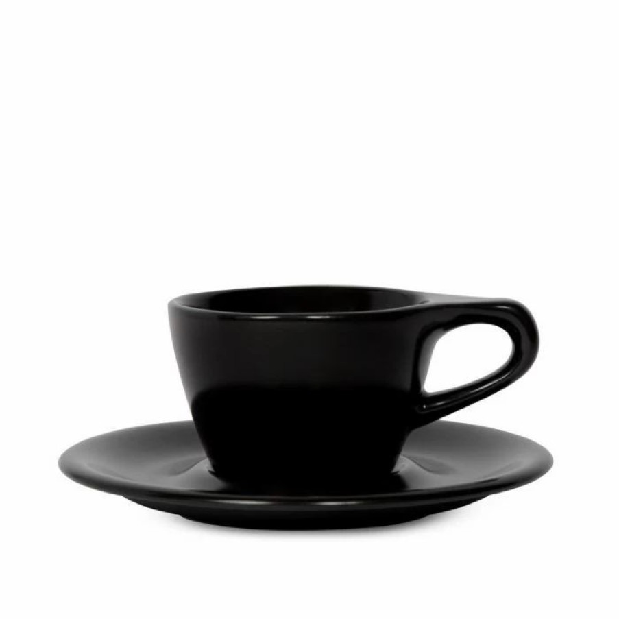 Cups & Mugs * | Lino Single Cappuccino Cup & Saucer (5Oz/148Ml) Black