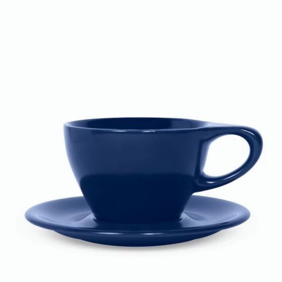 Cups & Mugs * | Lino Small Latte Cup & Saucer Indigo (8Oz/237Ml) Blue