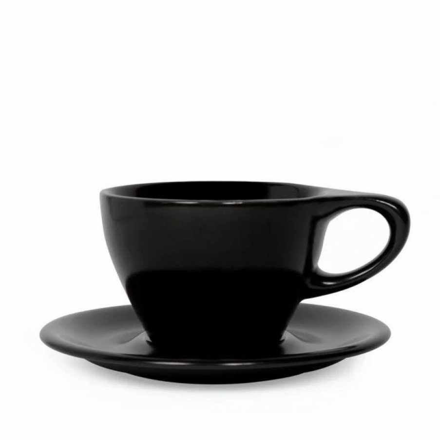 Cups & Mugs * | Lino Small Latte Cup & Saucer (8Oz/237Ml) Black