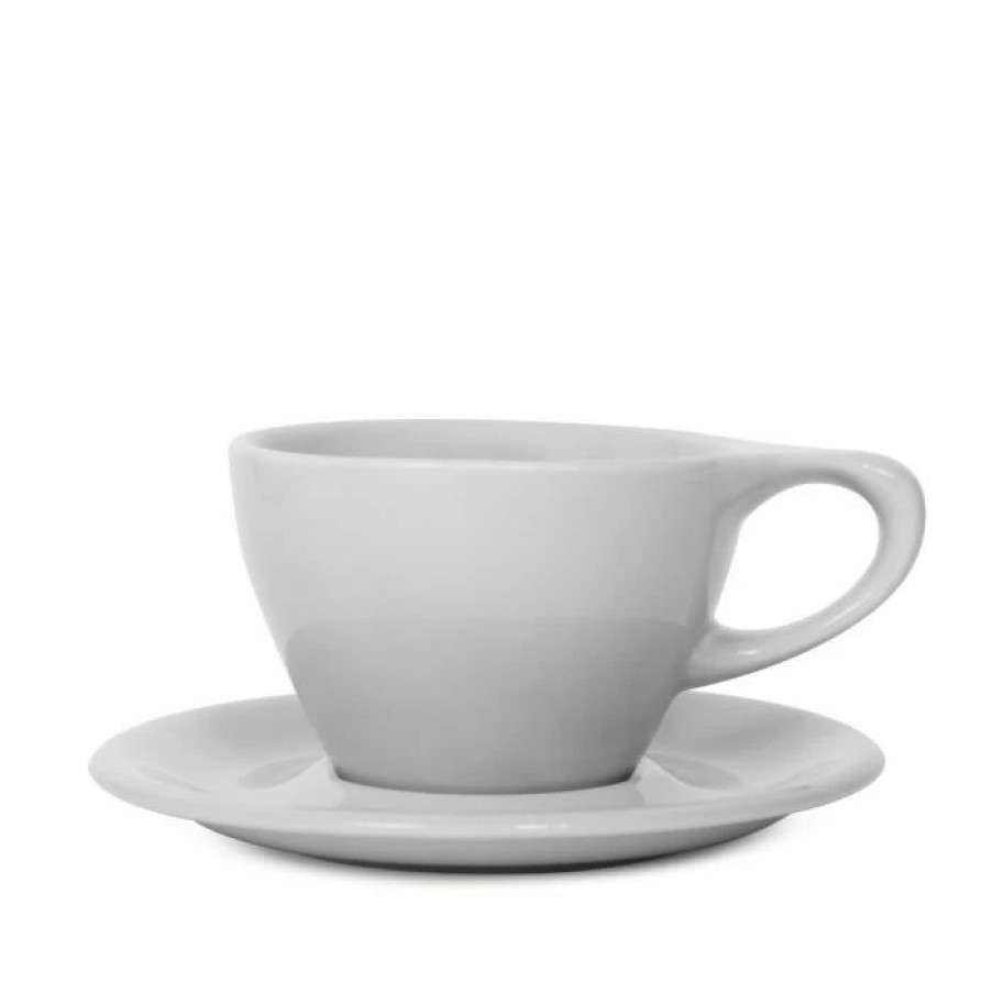 Cups & Mugs * | Lino Small Latte Cup & Saucer Grey (8Oz/237Ml) Gray