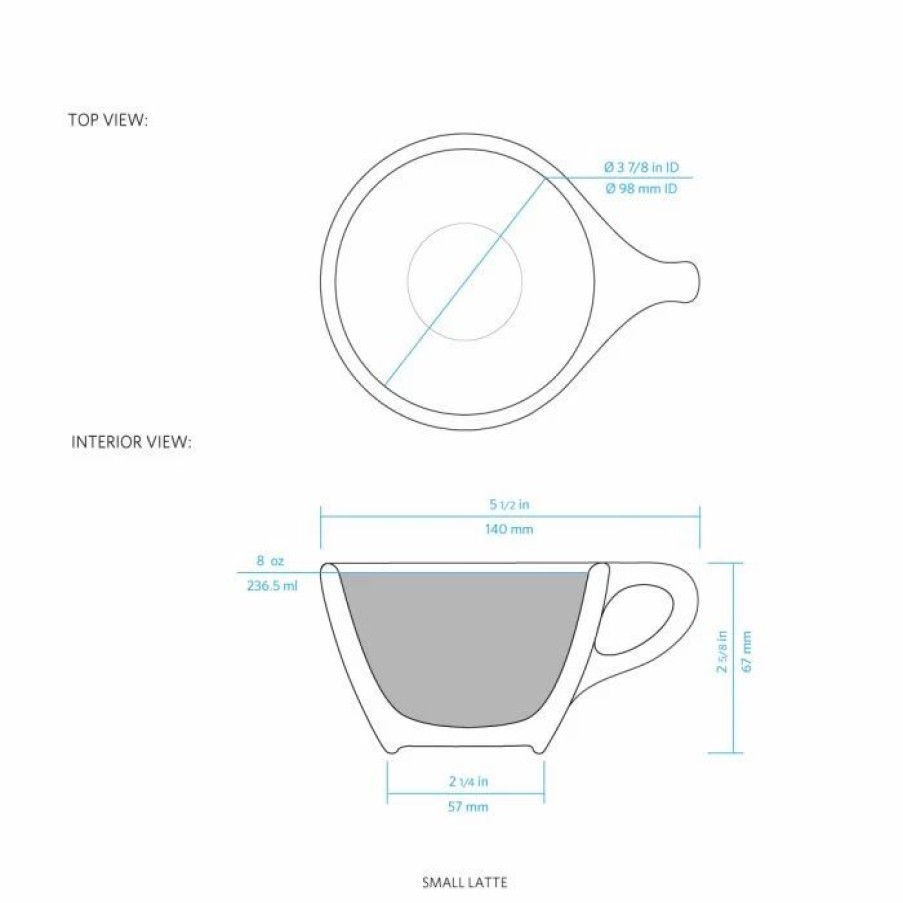 Cups & Mugs * | Lino Small Latte Cup & Saucer Grey (8Oz/237Ml) Gray