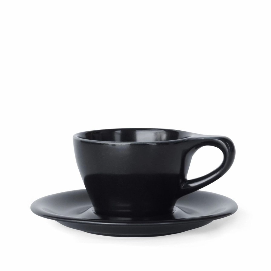 Cups & Mugs * | Lino Double Cappuccino Cup & Saucer (6Oz/177Ml) Black